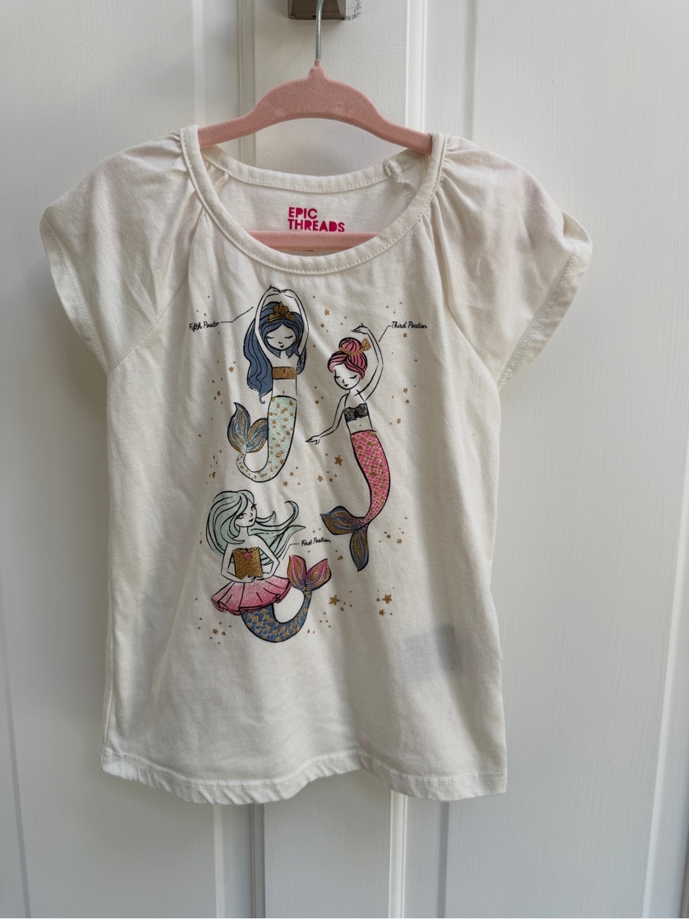 Epic Threads 4T Cream Girls' Mermaid Trio Dance Short Sleeve T Shirt Blouse Top
